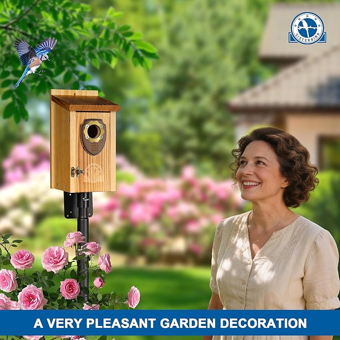 SISTERBIRD Bird Houses for Outside, Premium Wooden Bluebird Houses for Outside, Assembly Birdhouses for Outdoors, Weatherproof Bird House, Bluebird Finch Swallow Wren Chickadee