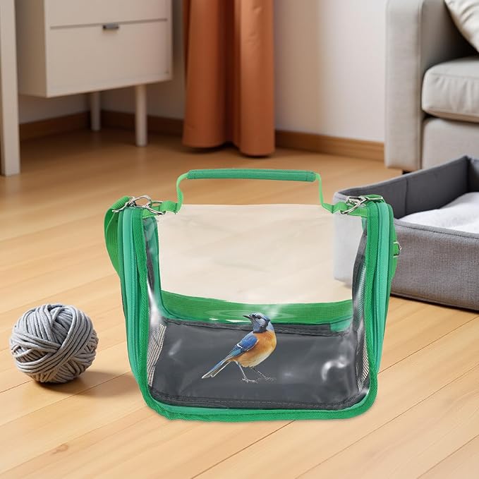VILLCASE Portable Bird Travel Cage Carrier for Small Birds Budgie Parrot Lightweight Green Compact Outdoor Transport Bag