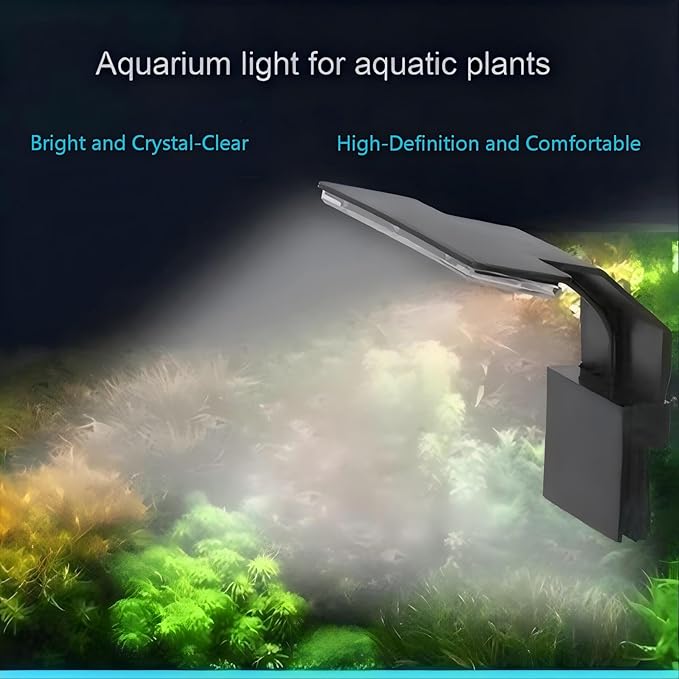 7W Nano Aquarium Light Clip-On Fish Tank Light with Timer & 9-Level Dimming&3 Colors for 1-5 Gallon Tanks, USB LED Full Spectrum Light (Adapter Not Included)