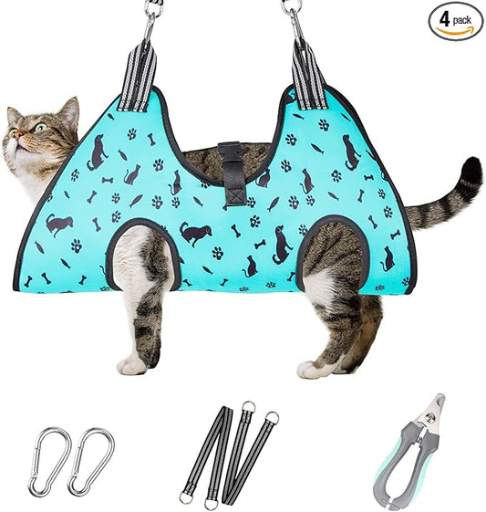 ATESON Dog&Cat Grooming Hammock - Pet Harness for Grooming Nail Trimming (XS 15lb), Dog Sling for Nail Clipping, Dog Hanging Holder for Cutting Nail with Nail Clippers