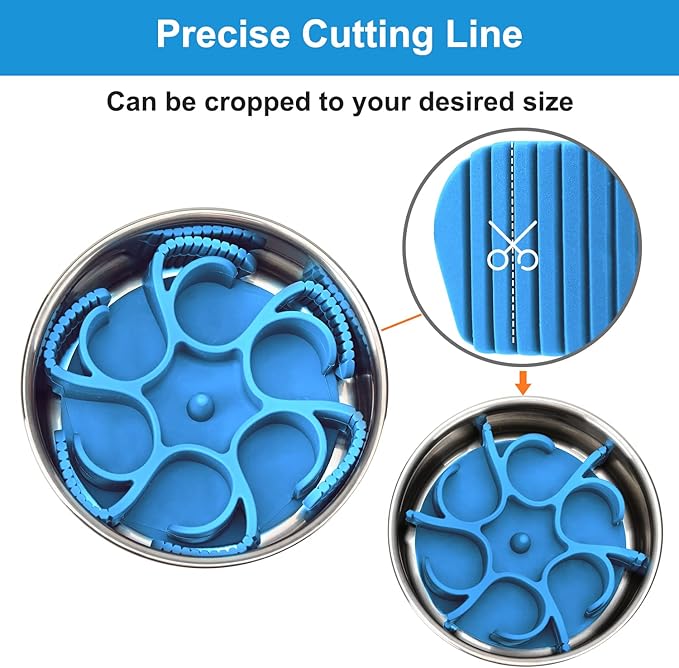 Anipaw Dog Slow Feeder Bowls Silicone Spiral Pet Food Feeder Insert to Slow Down Eating for Large Medium Small Breed Dogs Perfect with Stainless Steel Glass Ceramic Pet Bowls (Blue)