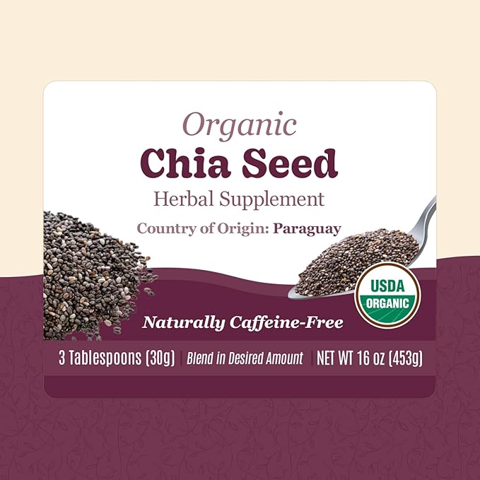 Organic Positively Botanicals Company, Chia Seeds, Herbal Tea Loose Leaf Botanical, 16 Ounce