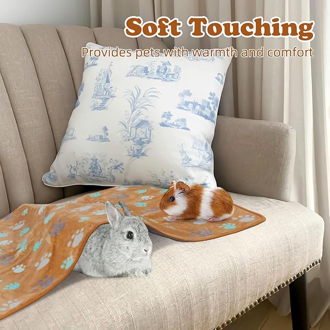 YUEPET Waterproof Guinea Pig Blankets Washable 3 Pack Small Animal Fleece Cage Liners Pet Soft Sleep Mat Pad Cover Warm Flannel Throw for Hamster Guinea Pig Rabbit Chinchilla Hedgehog Ferret 48"×24"