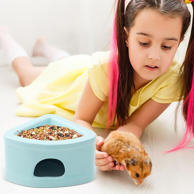 Ceramic Hamster Hideout House - Multifunctional Small Pet Cave with Feeding Bowl, Durable Habitat for Hamsters, Gerbils, Mice, Lemmings, All-Season Pet Bed & Hideaway (C)