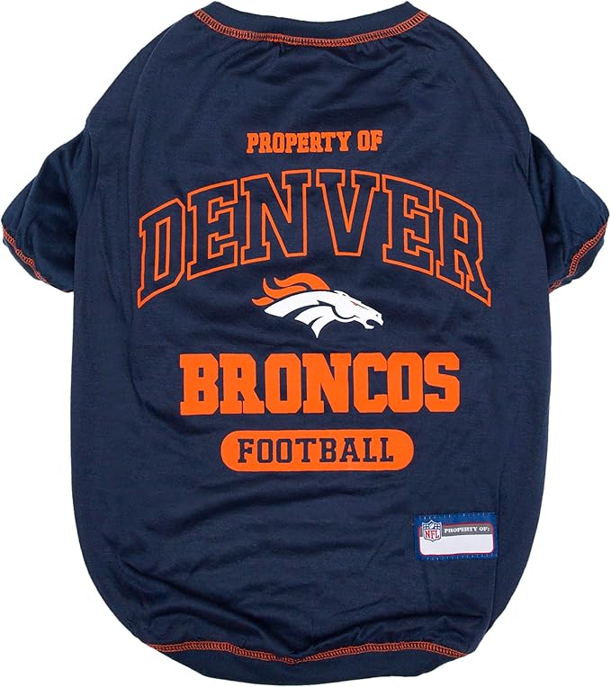 NFL Denver Broncos Dog T-Shirt for Pets, Size X-Large. Officially Licensed Pet Shirt with Team Logo, Soft Stretchable Comfort Fit Apparel for Dogs & Cats