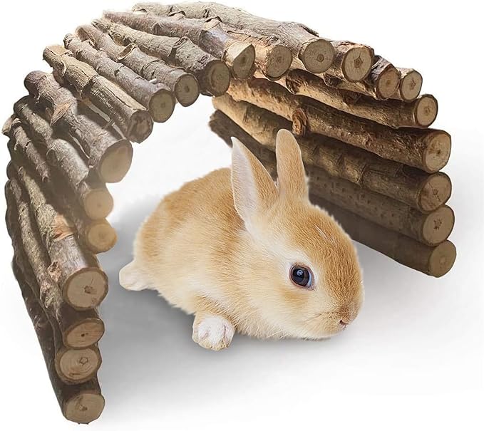 PINVNBY Extra Large Wooden Bunny Ladder Bridge (25 x 15 inches), Rabbits Hideout, House, Tunnel, Rodents Chew Toys for Guinea Pig, Chinchillas, Hedgehogs, Ferrets, Rat