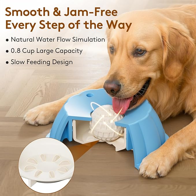 Slow Feeder Dog Bowls for Liquid Treat, Entertained Ball Dog Lick Bowl, Non-Slip Bone Broth Dog Licking Toys, 4/5 Cup Yogurt Dog Slow Feeder Bowl for Dietary Supplement/Post-op Nutrition (Blue)