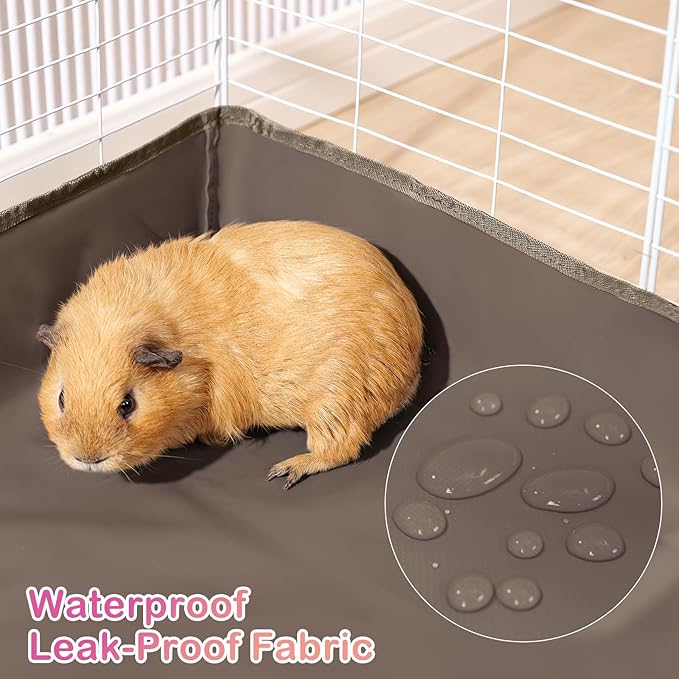 Funfurry Waterproof Guinea Pig Cage Liner,Washable Tarp Bottom Base,Cage Liners for Small Animals,Hamster Chinchilla Hedgehog Ferret Rabbit. (Tan Brown-Paw, 24" X 36")