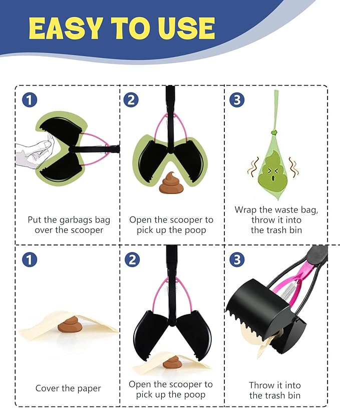 32 inch Pooper Scooper for Large Dogs – Long Handle Dog Poop Scooper for Yard, No Bending Save Back, Ease of Pickup, Grass Friendly, Sturdiness