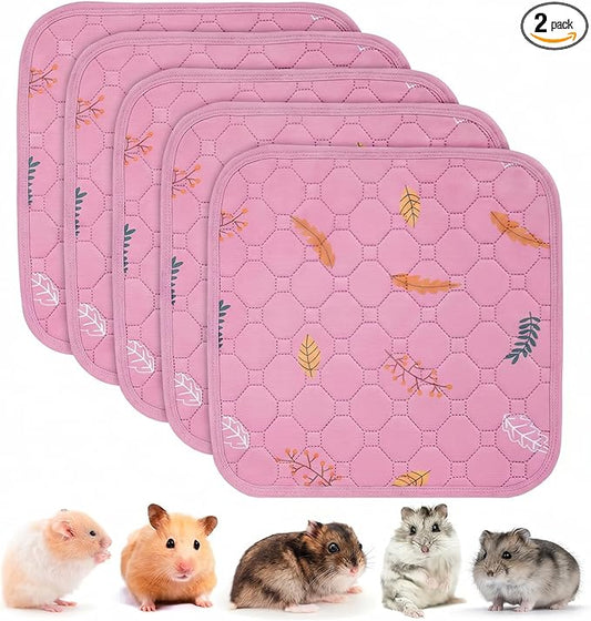 Sunheir Washable Pee Pads for Small Pet 5-Pack, Reusable Pet Training Pads Absorbent & Leak-Free, Waterproof Pee Pads for Dog Cat Rabbit Guinea Pig Hamster, Whelping Pad (Leaves - Pink, 12x12)