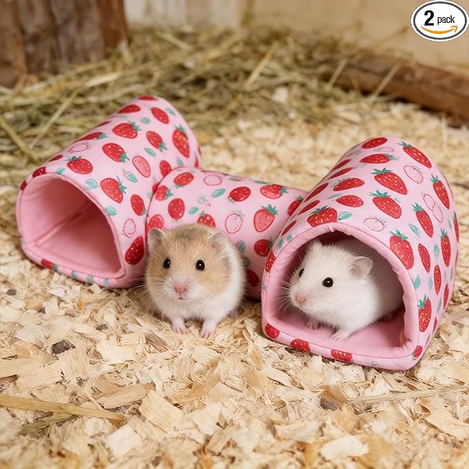 Guinea Pig Hideout Tunnel，Hamster Bed Small Animal Hideaway Tube House for Rat Mice Parrot Chinchilla Hedgehog Flying Squirrel Resting Sleeping Playing Washable Warm Bed Plush Nest Habitats
