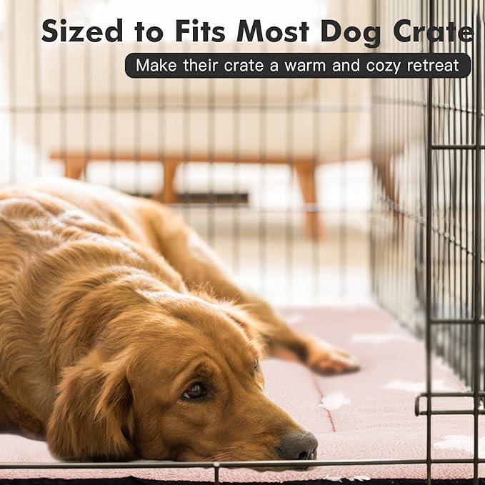 Mora Pets Dog Crate Pad Crate Bed Mat Small Dog Bed Washable Cute Star Pet Kennel Bed for Dog Cage Ultra Soft Flat Puppy Cat Kitten Pillow for Sleeping Anti-Slip Pink 24 x 18 inch 2 Pack