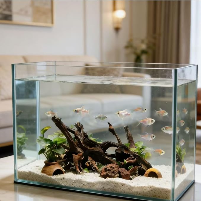 Natural Aquarium Decoration Driftwood Tree Trunk with Rockery View, Unique Dead Wood Root Hideouts for Fish & Reptiles, Landscape Enhancer (Random Shape, 10-15cm Length, 3-Pack)