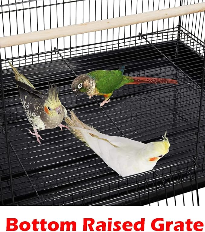 55" X-Large 3/8-Inch Tight Bar Spacing Multiple Flight Bird for Small Size Aviary Budgie Canary Finch Breeding Cage with Removable Rolling Stand