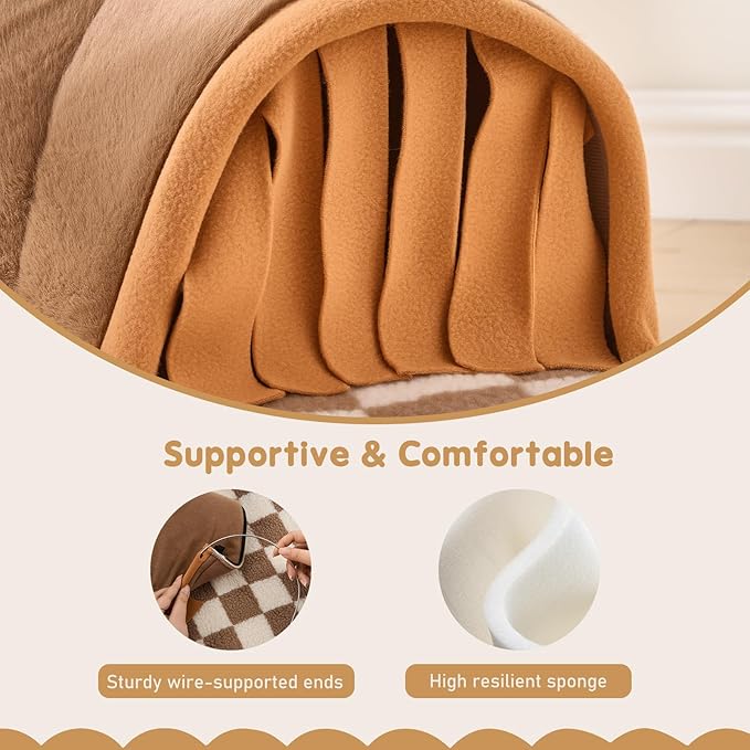 Avont Guinea Pig Hideout Tunnel, Large Hideaway Play Tube Toys Mat for Small Animal Dwarf Rabbits Bunny Chinchillas Hamsters Hedgehogs Ferrets Bearded Dragons and Rats -Brown