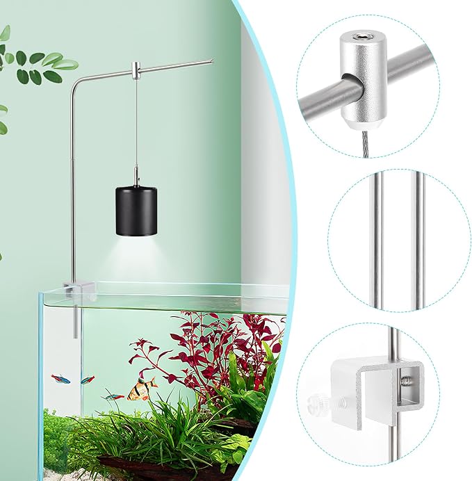 Adjustable Aquarium Light Bracket Mount - Fish Tank Light Holder Aluminum Alloy Aquatic Plant Lighting Holder for Freshwater & Saltwater Aquariums, Silver, 15.74 X 9.84 Inches