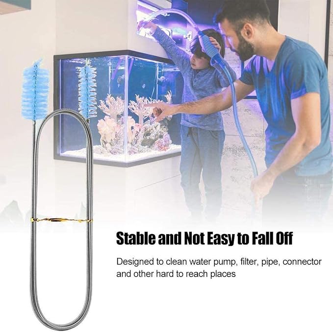 Flexible Drain Brush Cleaner Kit – CPAP Hose Cleaner 5ft Long Elastic Double Head Nylon Cleaning Brush + 3pcs 10” Straw Brushes for Aquarium Water Filter Pipe Air Tube Fish Tank Tub Sinks Glass Vase