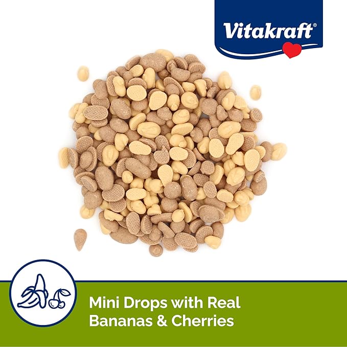 Vitakraft Mini Drops Cherry Banana Treats for Hamsters Rats Mice and Small Pets - Wholesome Small Animal Snacks with Real Fruit Flavor and Nutrient-Rich Goodness - 2.5 Ounce Pack