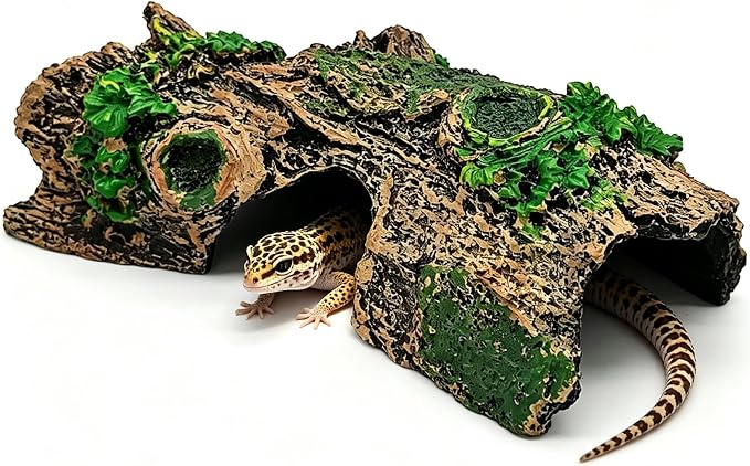 Aquarium Décor Artificial Driftwood House Fish Tank Ornamnt Cave | Bettas House ,Resin Hollow Tree Trunk Décor，Reptile Terrarium Decor，Fish Shrimp Goldfish Reptile Hide Cave for Play & Res