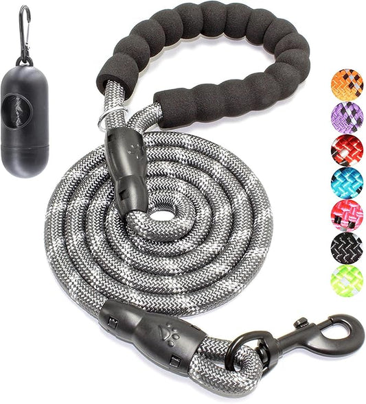 BAAPET 2/4/5/6 FT Dog Leash with Comfortable Padded Handle and Highly Reflective Threads for Small Medium and Large Dogs (6FT-1/2'', Grey)