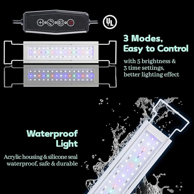 LAQUAL Rimless Glass Aquarium Starter Kit (3 Gal), Ultra Clear Low Iron Glass Fish Tank Set, Small Beta Fish Tank & Filter with Surface Skimmer & 3-Mode LED Light