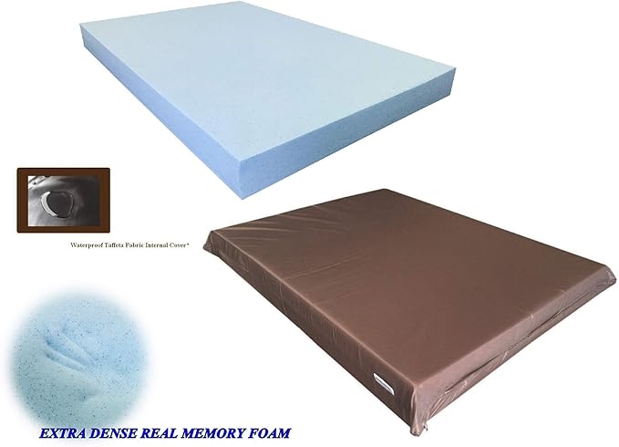 Dogbed4less High Density Solid Blue Cooling Gel Infused Memory Foam Pad Dog Pet Bed + Internal Waterproof Cover (55x47x4 Inches)