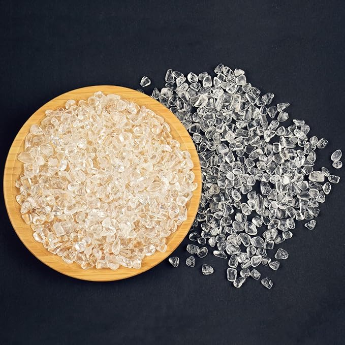 WAYBER Natural Crushed Clear Quartz Decorative Crystal Gravel, 1 Pound | Toxin-Free, Fade-Resistant, Ideal for Reiki Healing, DIY Crafts, Vase Filler, Aquarium & Bonsai Decoration