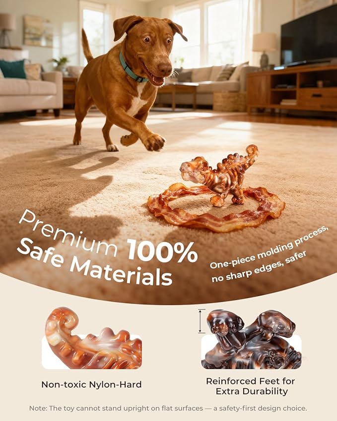 2 Pack Indestructible Dog Chew Toys for Aggressive Chewers: Ultra-Dense Nylon, Bacon Flavor Chew Bones, Heavy Duty Tough Toys for Large Dogs 20-90 lbs, Long Lasting & Keep Them Busy (XL)
