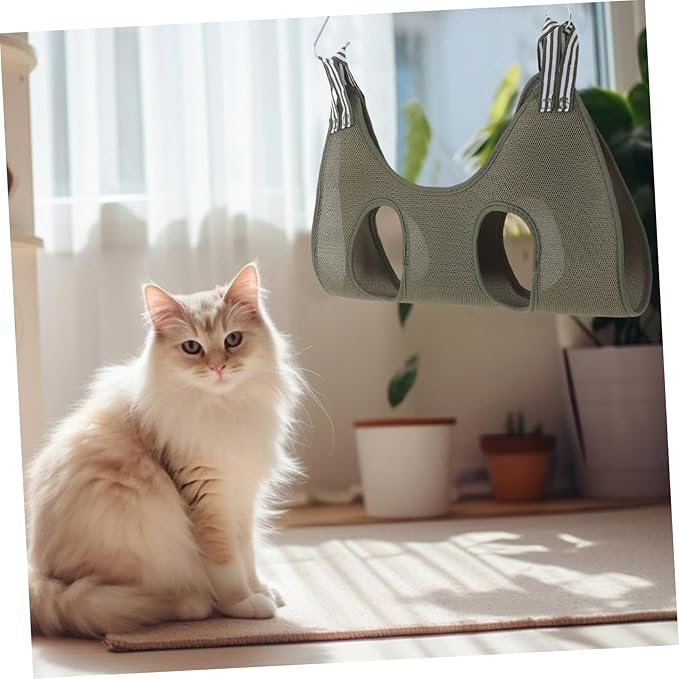 BESPORTBLE Pet Grooming Hammock for Cats Dogs Comfortable Nail Clipper Bed Space-Saving Wall Door Mount Multi-use Home Decor Green
