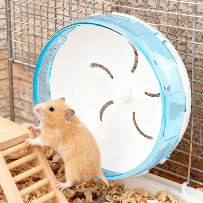 4.7 in Silent Hamster Wheel, Jogging Exercise Hamster Accessories for Cages, Dwarf Hamsters Toys for Golden Silk Shih Tzu Bear to Kill Time and Release Stress (Blue, 17.5cm)