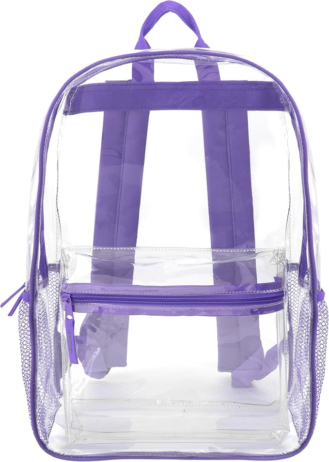 Trail maker Clear Backpack Heavy Duty with Padded Straps, Side Pockets for Kids, Boys, Girls, School, Stadium Approved Events