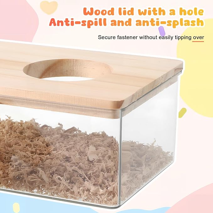 UKCOCO Hamster Bathroom Transparent Sand Bath Container with Ladder Small Pet Bath Box for Hamsters Gerbils Chinchillas 6.10X4.13X2.55In