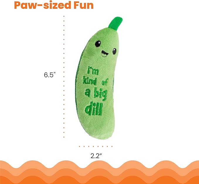 Catstages Crunchy Pickle Kicker Cat Toy – Plush Crinkle Toy with Catnip and Dental Mesh, 6.5" (Pack of 2)