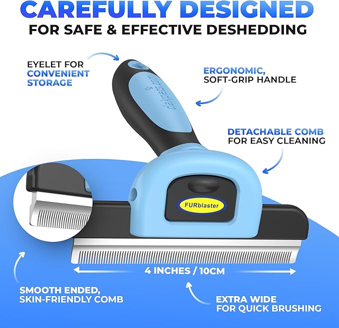 DakPets Deshedding Tool | Stainless Steel Grooming Brush for Shedding Fur Removal - Cats and Dogs