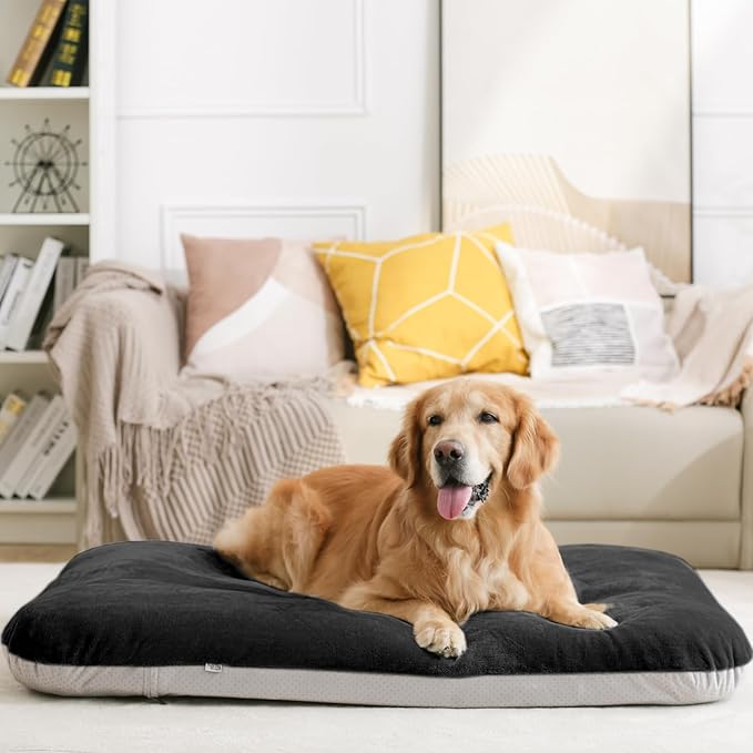 Magic Dog Super Soft Extra Large Dog Bed, 47 Inches Jumbo Orthopedic Foam Pet Beds with Anti Slip Bottom, Dog Sleeping Mattress with Removable and Washable Cover, Dark Grey XL