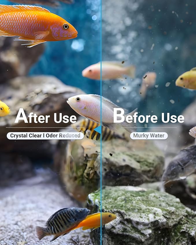 Aquarium Slim Filter Cartridges (6 pcs) with Intake Sponges (2 pcs) for HOB Aquarium Filters – Mechanical & Biological Media for Small Fish Tanks