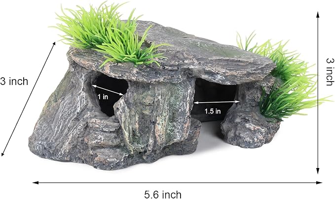 Aquarium Cave & Betta Hideout - Natural Resin Fish Tank Decorations, Small Fish Tank Decor, Hand-Polished Smooth Edges, PH Neutral Stone Decor for Shrimp, Cichlid, and Reptiles (Small)