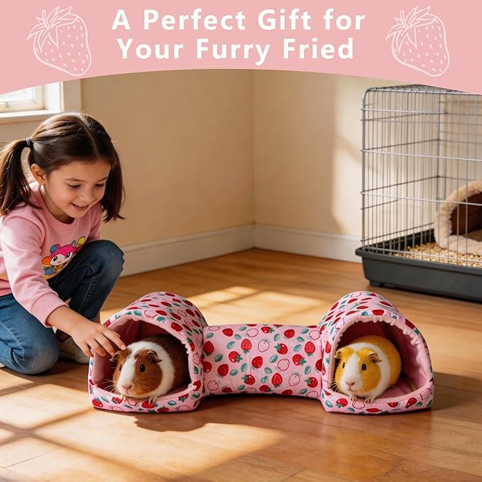 Guinea Pig Hideout Tunnel，Hamster Bed Small Animal Hideaway Tube House for Rat Mice Parrot Chinchilla Hedgehog Flying Squirrel Resting Sleeping Playing Washable Warm Bed Plush Nest Habitats