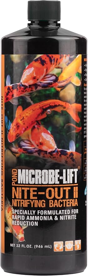 MICROBE-LIFT Nite-Out II Water Cleaner for Outdoor Ponds and Water Gardens, Rapid Ammonia and Nitrite Reduction (32 Ounces)