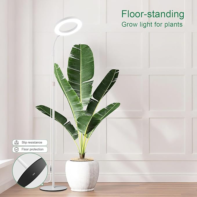 LBW Grow Light with Stand for Indoor Plants, Adjustable Height up to 68", Full Spectrum Grow Light for Large & Tall Plants, Auto Timer 6/8/12/16H, 5-Level Dimmable, 3 Lighting Modes
