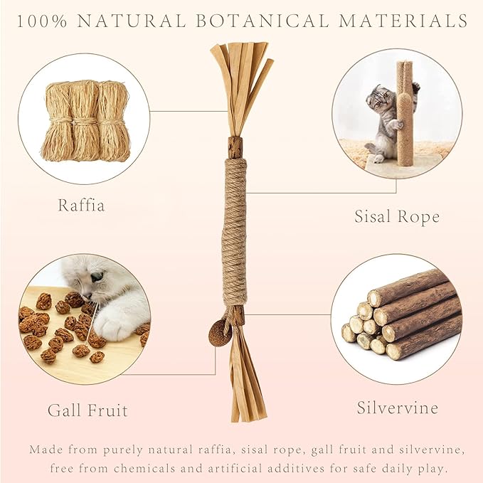 Natural Silvervine Cat Chew Sticks Set of 3-Pieces, Edible Kitten Teeth Cleaning Toys, Dental Care Lick Treats