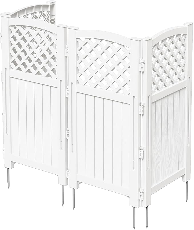 Greesum Outdoor Air Conditioner Fence, Privacy Screen 4 Panels for Trash Can Enclosure&Pool Equipment, White
