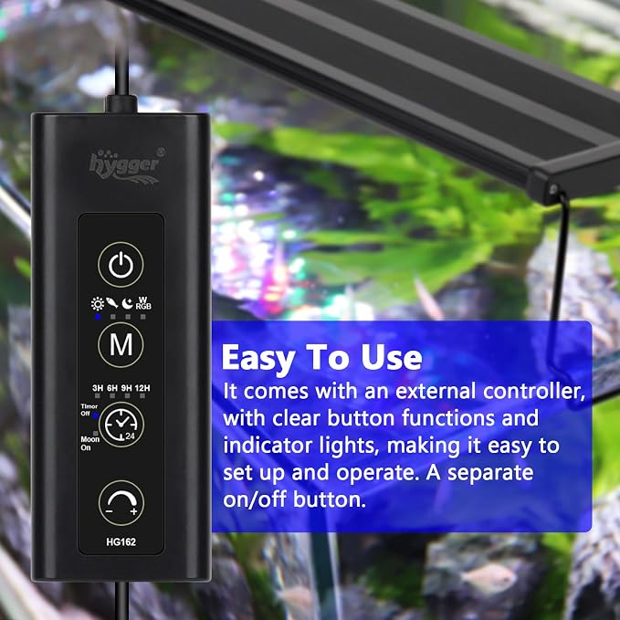 hygger New Mode 24/7 Timer LED Aquarium Light, Auto On Off Full Spectrum Fish Tank Light Fish Colorful/Sun/Nightlight/Wrgb Cycle Mode for Freshwater Plants Tank (for 50in~57in Long Tank)