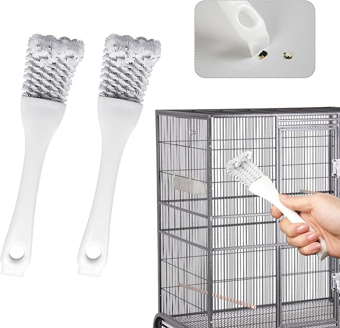 Bird Cage Cleaner with Long Handle & Shovel – Hard Bristles Easy Bird Droppings Removal Brush for Parrot & Pet Cages & Bird Perch – Durable Bird Cage Cleaning Tool & Accessory (2)