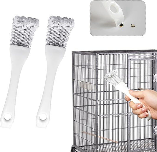 Bird Cage Cleaner with Long Handle & Shovel – Hard Bristles Easy Bird Droppings Removal Brush for Parrot & Pet Cages & Bird Perch – Durable Bird Cage Cleaning Tool & Accessory (2)