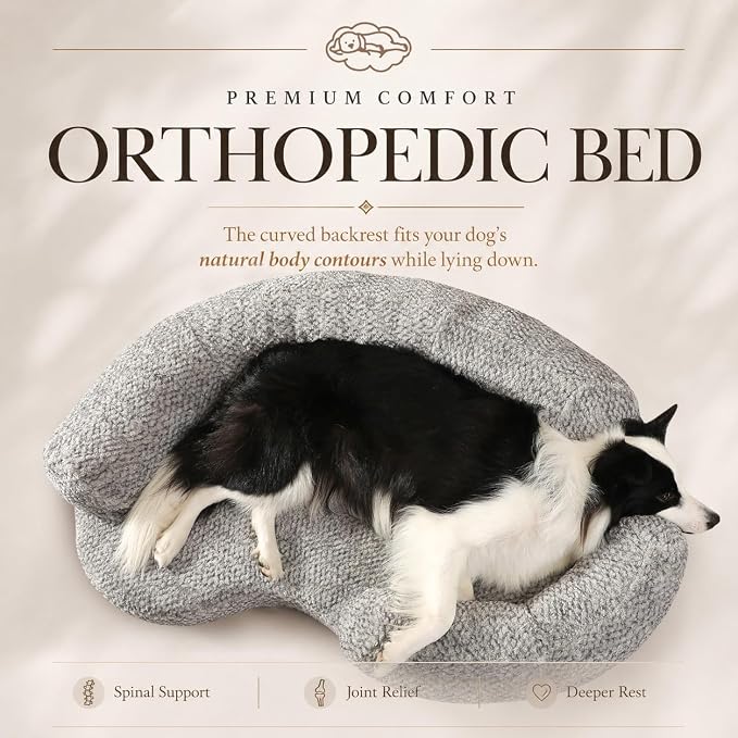 Orthopedic Memory Foam XXL Dog Bed for Large Sized Dog - Washable & Waterproof & Removable Cover -Round Calming Bed for Anxiety Relief (51 x 34 x 8 Inch)