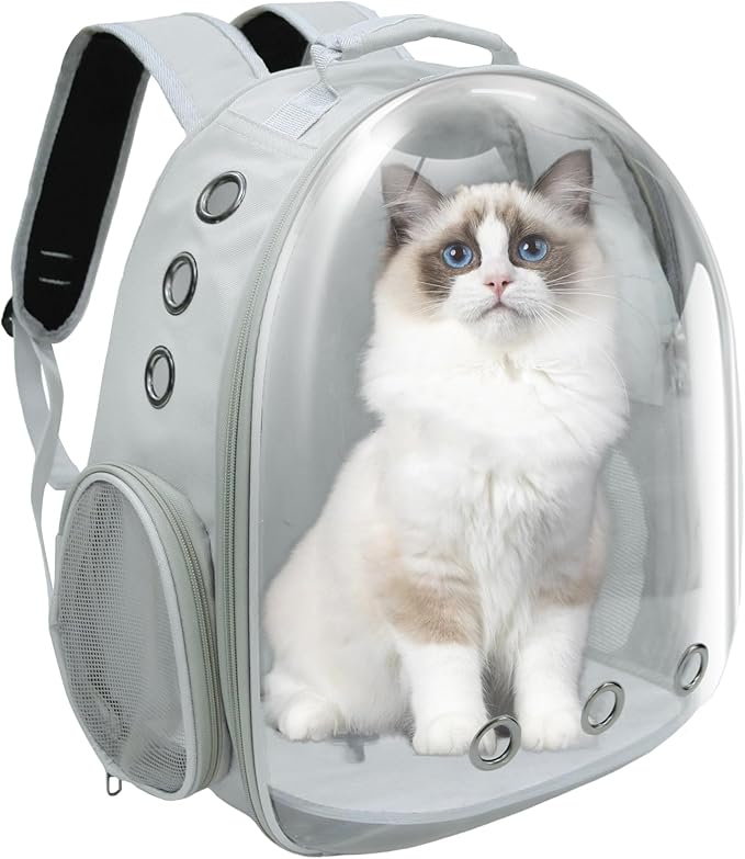 Cat Backpack, Airline Approved Bubble Carrying Bag for Small Medium Dogs Cats, Space Capsule Pet Carrier Dog Hiking Backpack Travel Carrier (Grey)