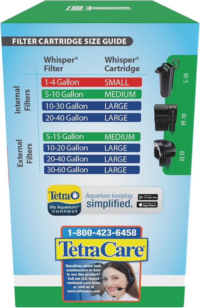 Tetra Whisper Bio-Bag Medium Filter Cartridges for Aquariums, 12 Count | Unassembled, Fits Tetra Whisper Fish Tank Filters 55-10 Gal, PF-10, IQ 10, Replace Monthly