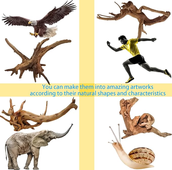 Vmiapxo 8-Pack Natural Driftwood, Sinkable Spider Wood (3.15''-4'') | Assorted Shapes Drift Wood, Aquarium Decor, Reptile Terrarium & Fish Tank Wood Branches Decoration