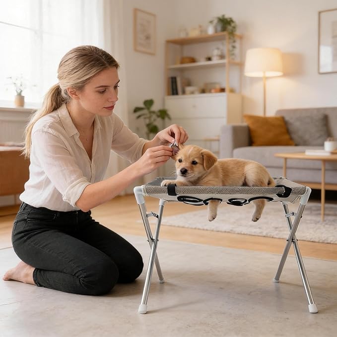 Pet Grooming Hammock – 8 Hole Hanging Cat Bath, Detachable Care Strap, Anti Scratch Bite Design | Secure Trimming Support, Easy Use for Nail Claw Ear Cleaning Grooming